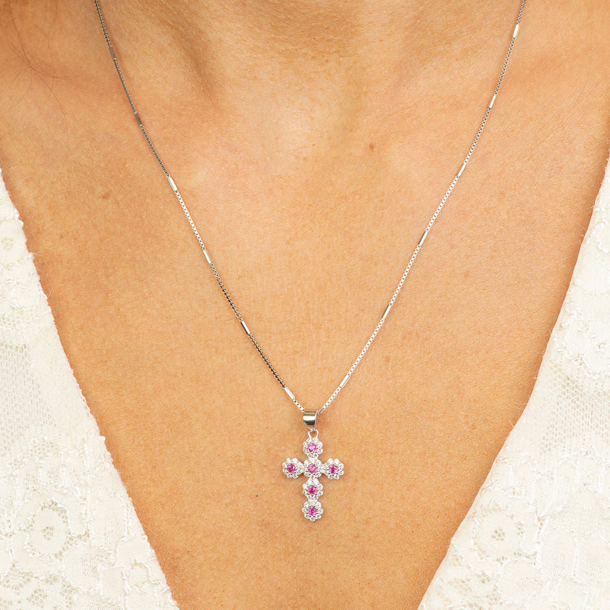 DK-925-436 -Red cross necklace.