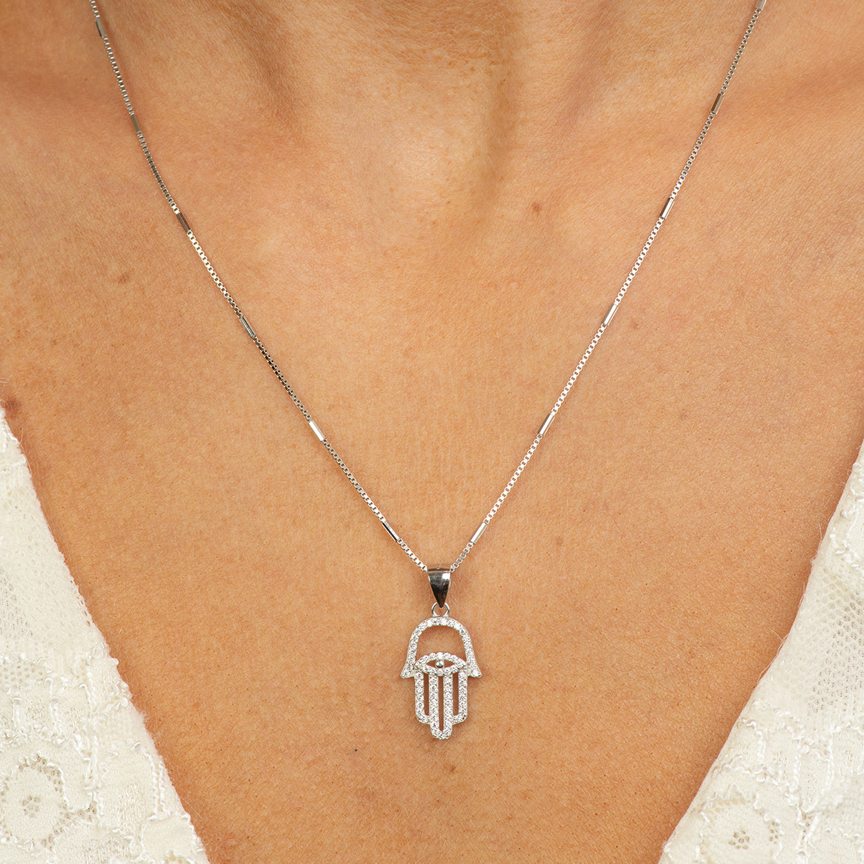 DK-925-440 Hamsa with protective eye Necklace