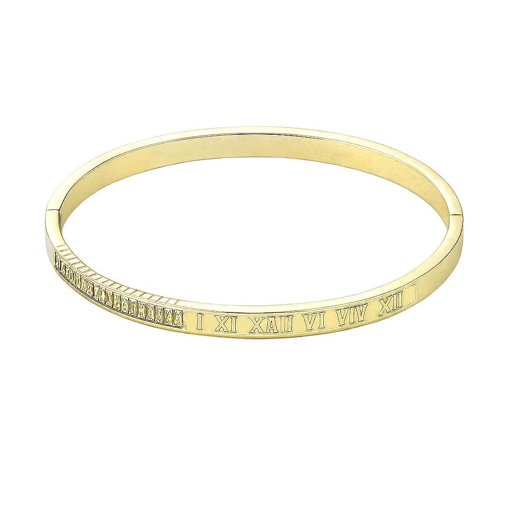 Roman Numeral Bangle-GOLD