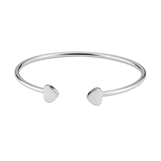 Elegant Open Bangle with Dual Hearts