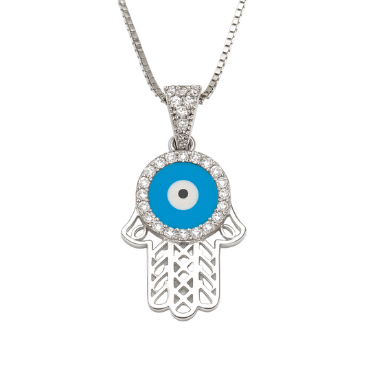Hamsa and bleu eye Necklace