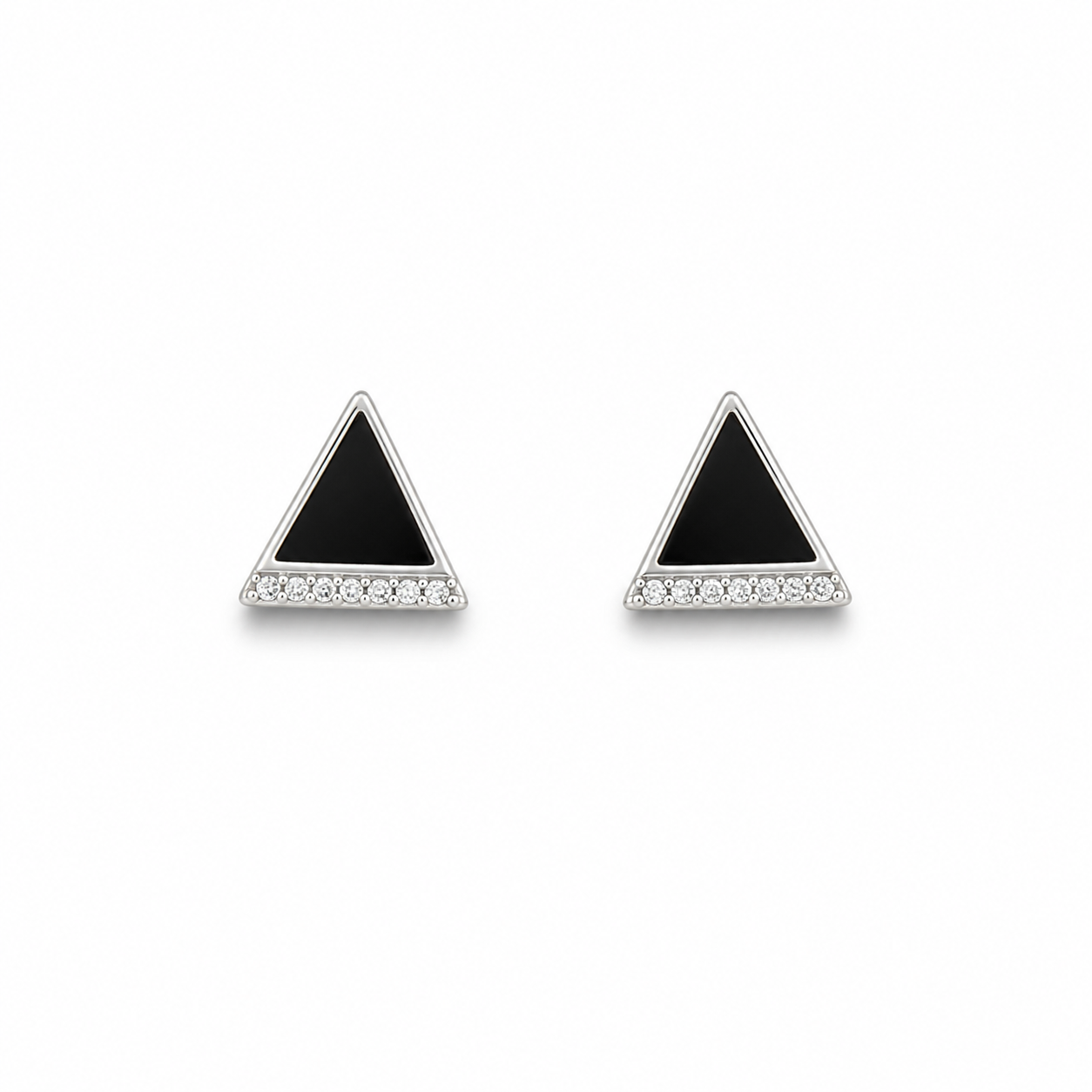 Sterling Silver Black Triangle Stud Earrings