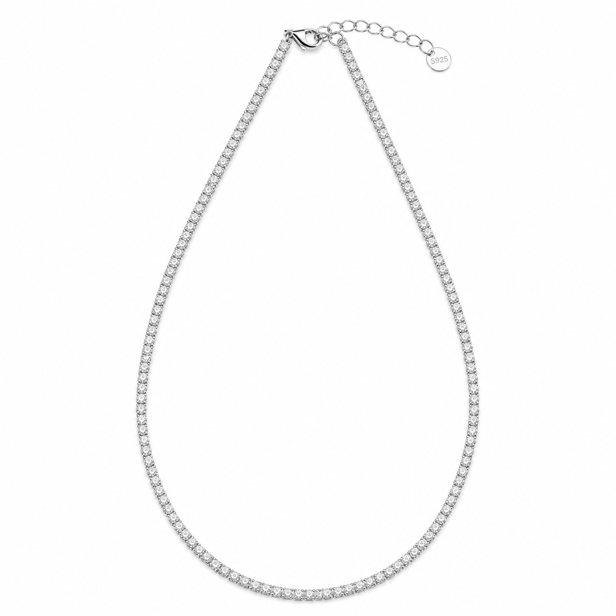 Sterling Silver CZ Tennis Necklace