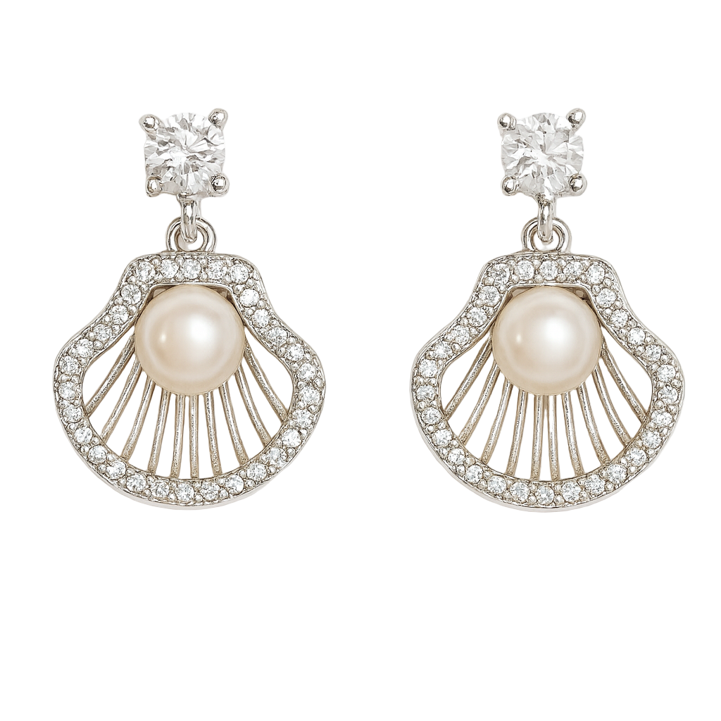 fresh water pearls in a shell earrings
