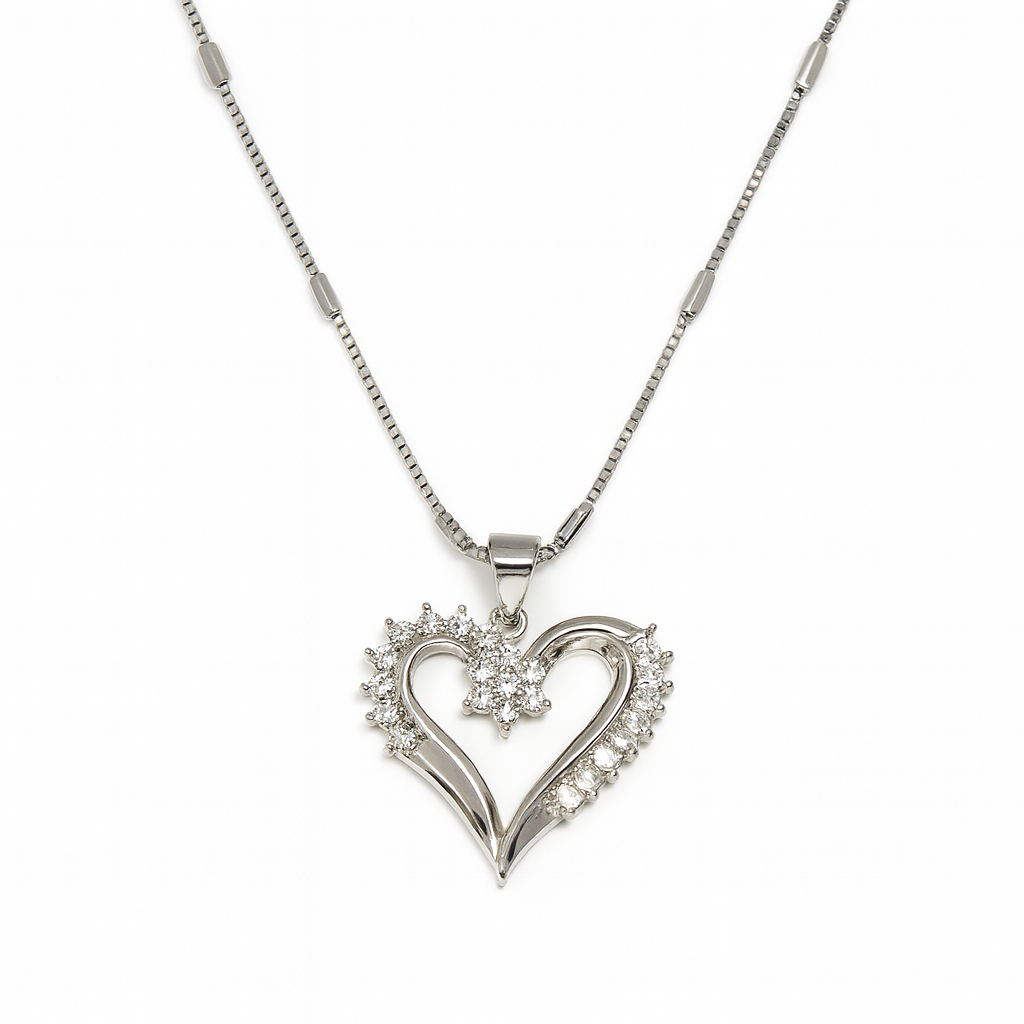 Sparkling Double Curve Heart Necklace