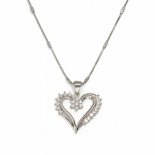 Sparkling Double Curve Heart Necklace