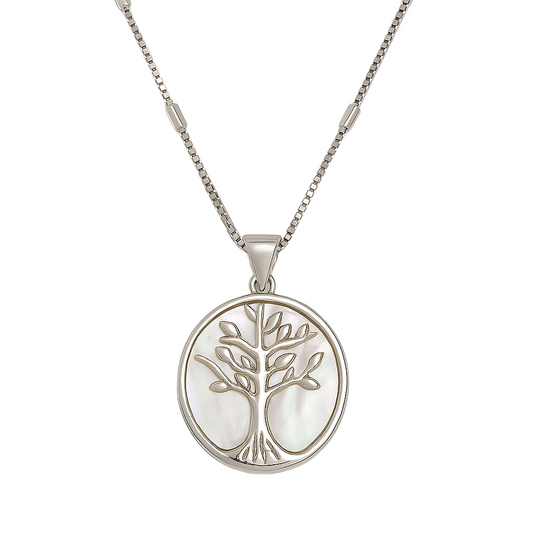 Oval MOP tree of life necklace