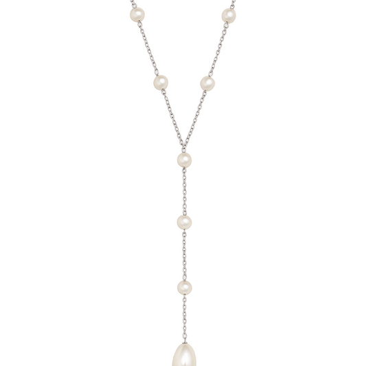 Lariat pearl necklace