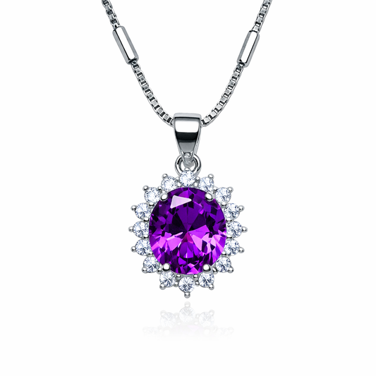 Purple Crystal Pendant Necklace – Sterling Silver