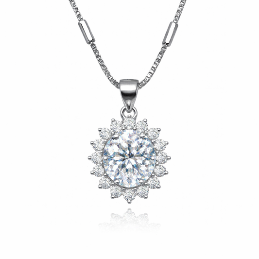 Clear Crystal Pendant Necklace – Sterling Silver