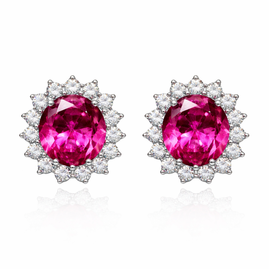Pink Crystal Stud Earrings – Sterling Silver