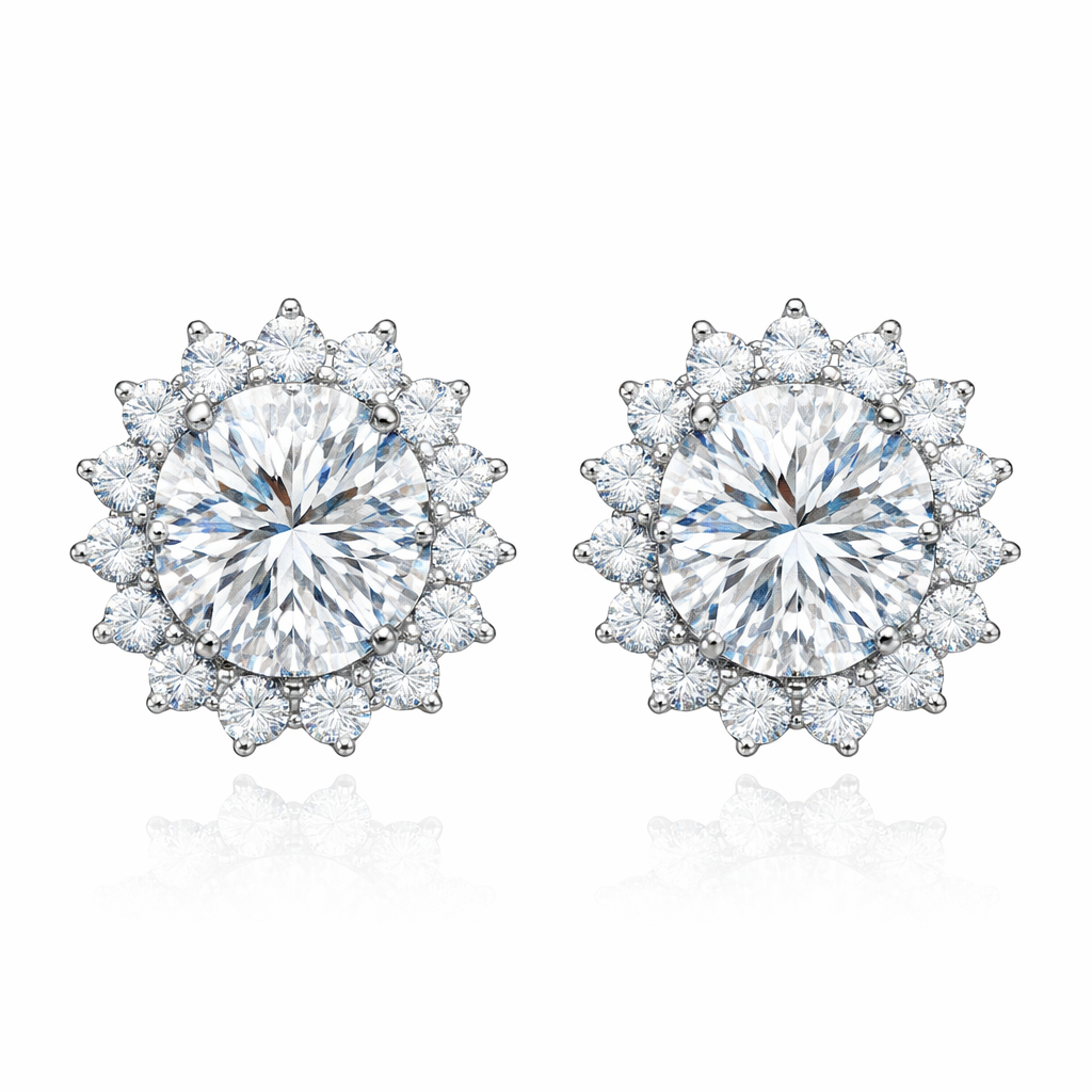 Clear Crystal Stud Earrings – Sterling Silver