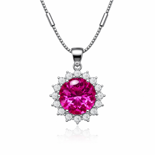 pink Crystal Pendant Necklace – Sterling Silver