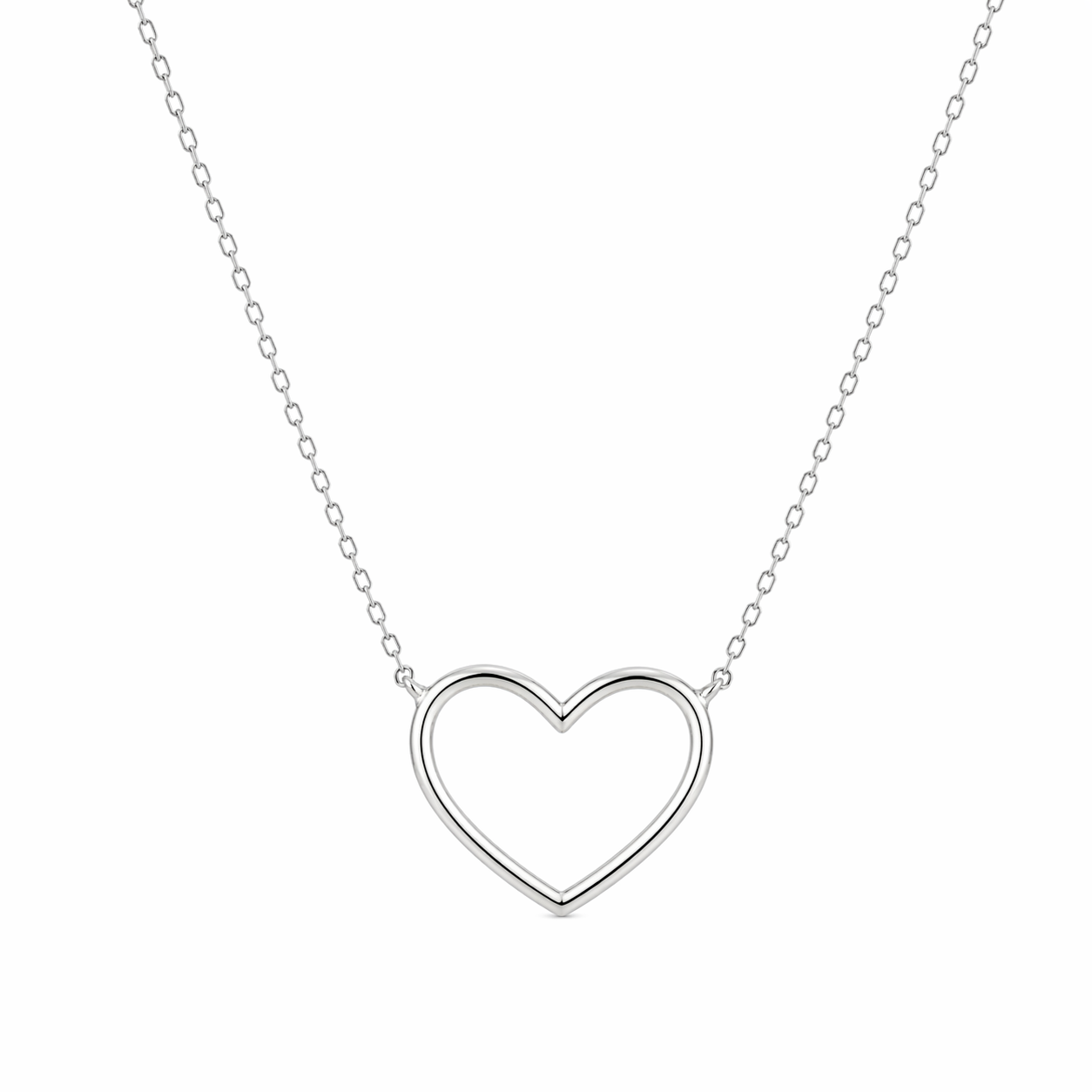 Open Heart Necklace – Sterling Silver