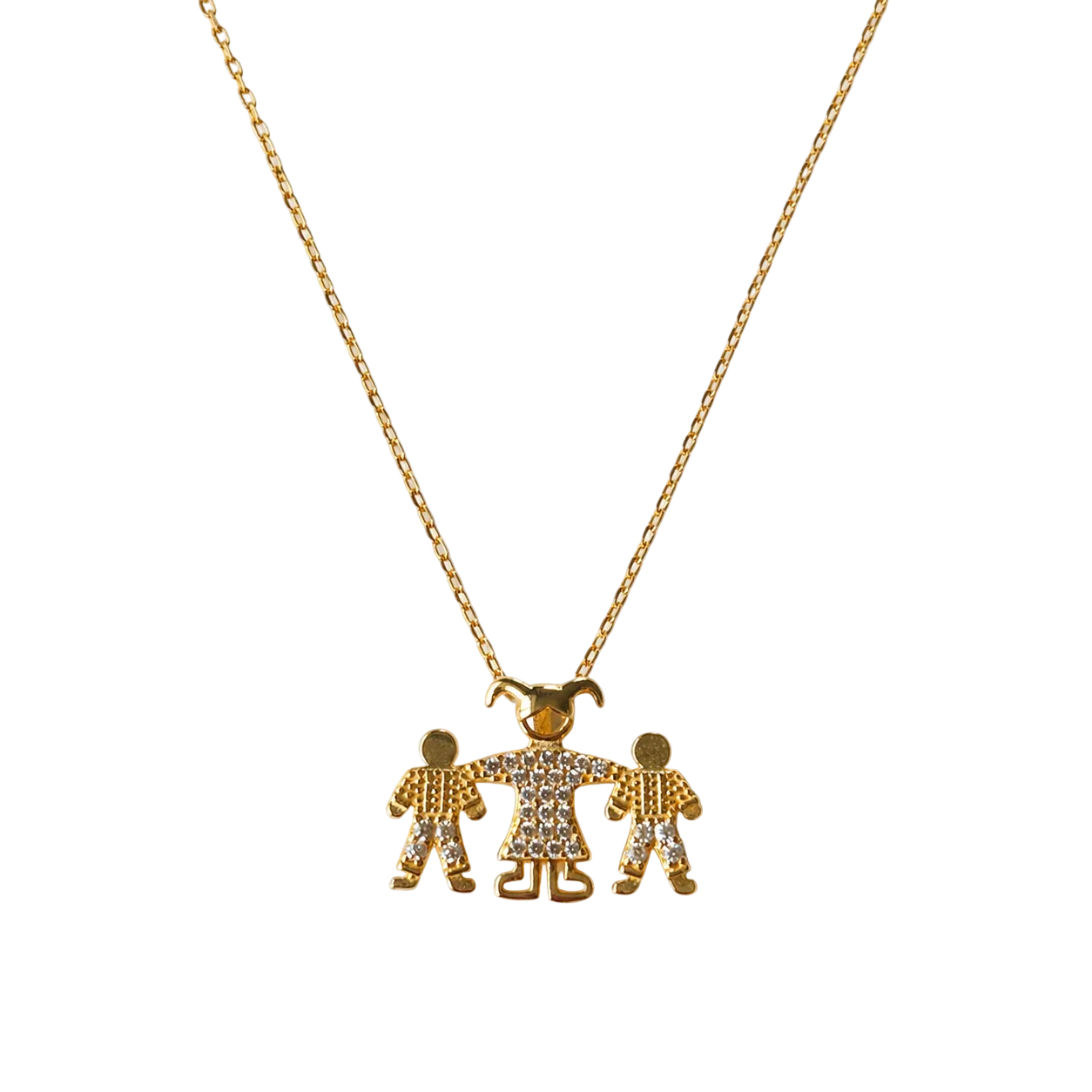 Family Pendant Necklace – Sterling Silver Gold Finish