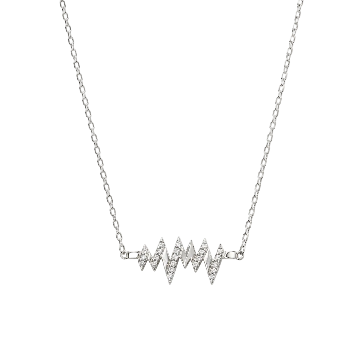 Zigzag Bar Necklace with Stones – Sterling Silver
