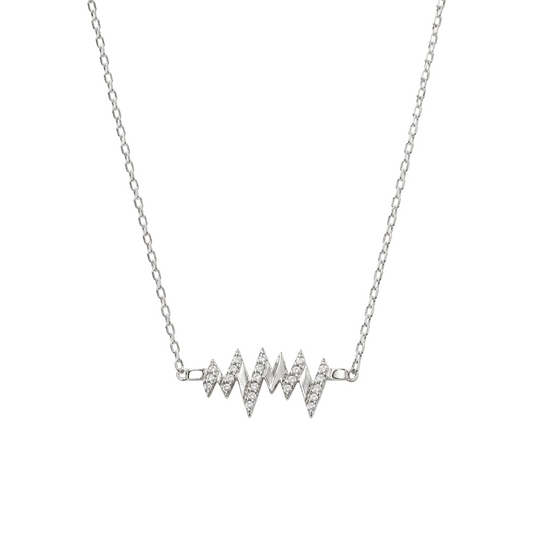 Zigzag Bar Necklace with Stones – Sterling Silver