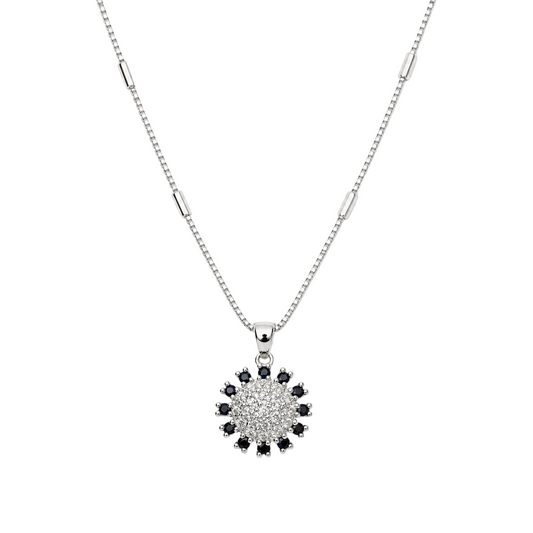 Blue Halo Sun Pendant Necklace – Sterling Silver