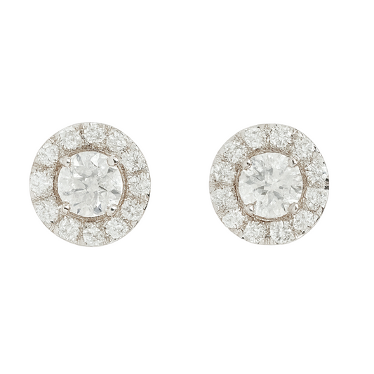 Delicate Halo silver studs