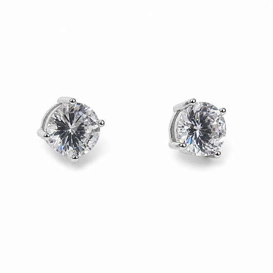Sterling Silver Brilliant Cut Crystal Stud Earrings