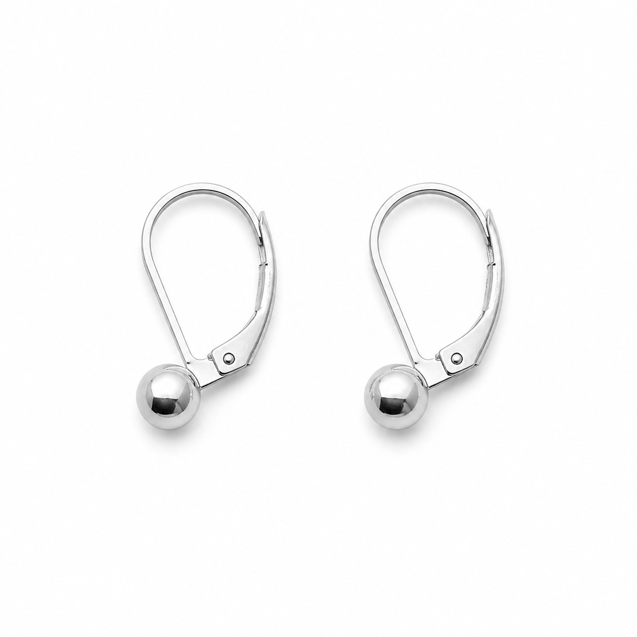 Sterling Silver Ball Drop Leverback Earrings