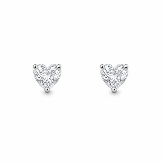 Sterling Silver Heart Cut Stud Earrings