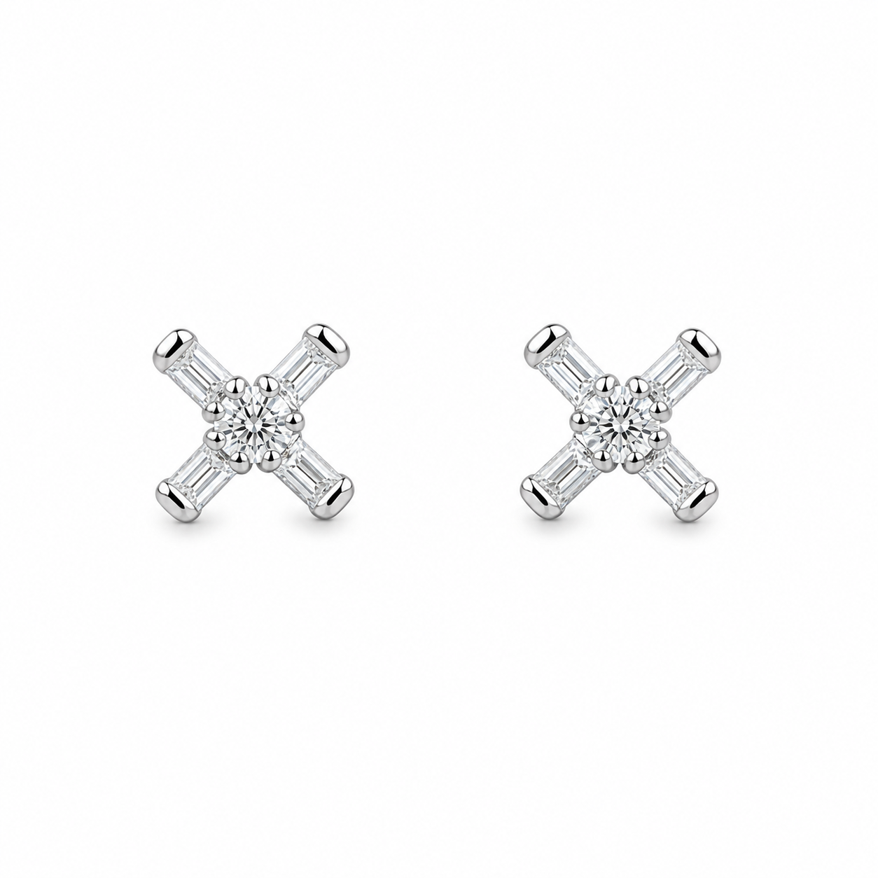 Sterling Silver Sparkling Cross Stud Earrings