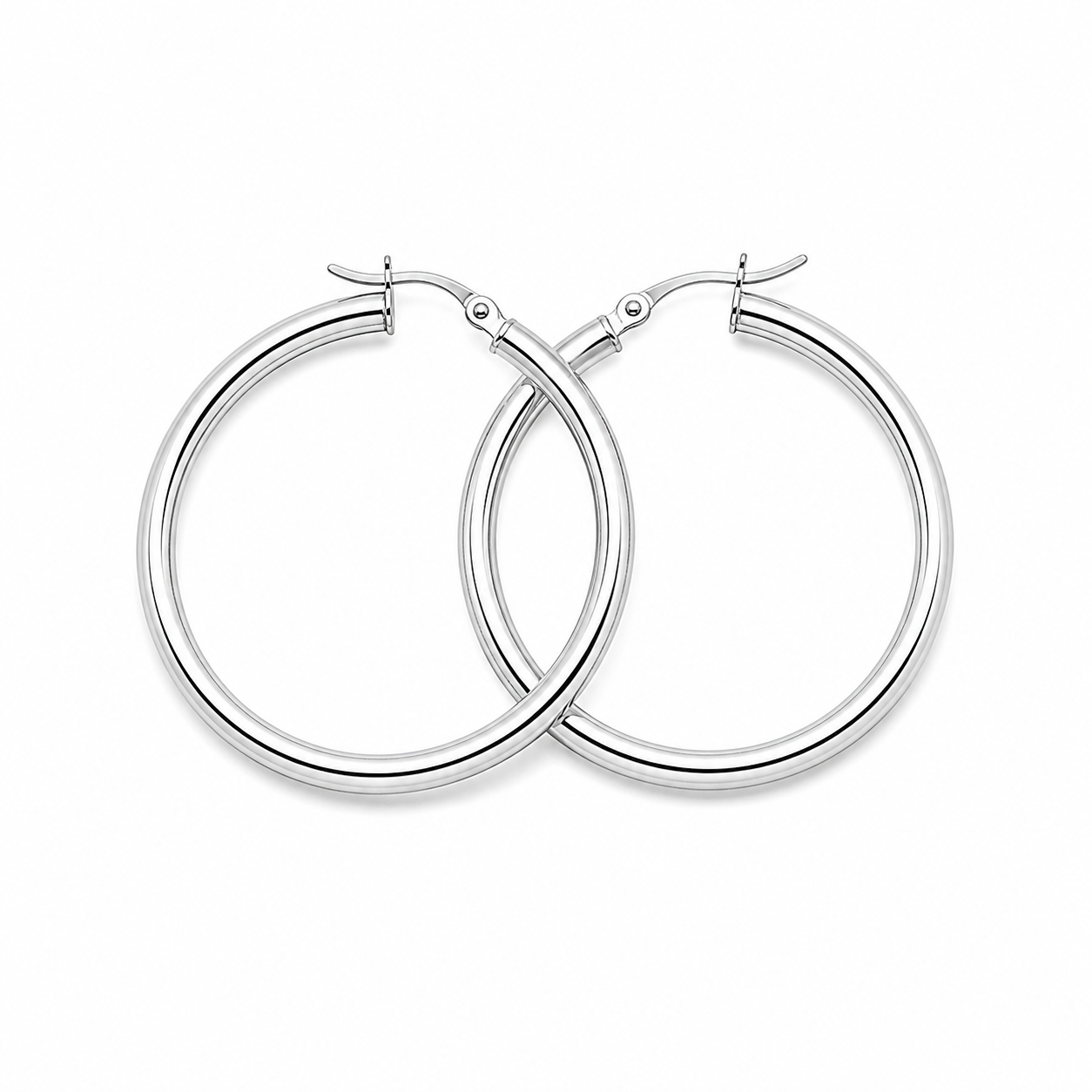 Sterling Silver Large Classic Hoop Earrings