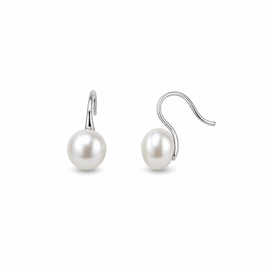 Sterling Silver Pearl Hook Earrings