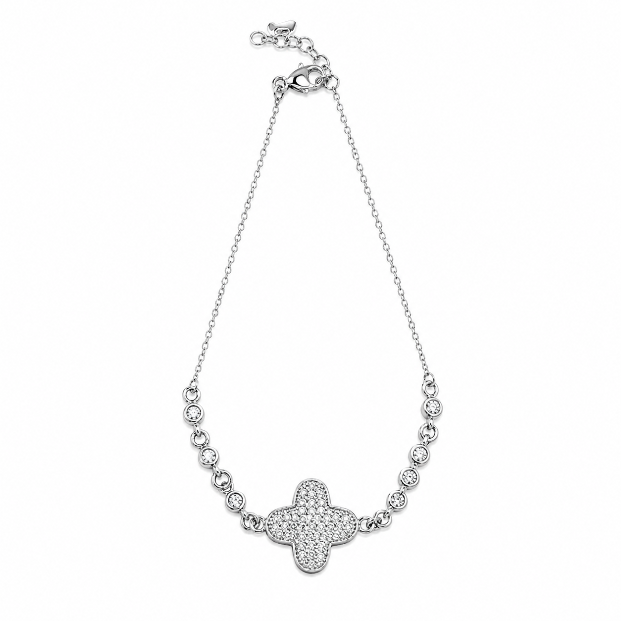 Sterling Silver Clover Crystal Bracelet