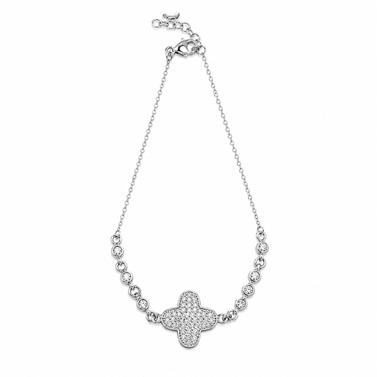 Sterling Silver Clover Crystal Bracelet