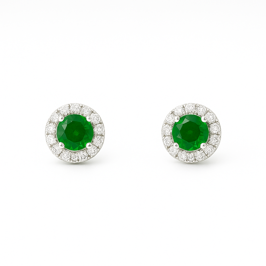Elegant green halo studs