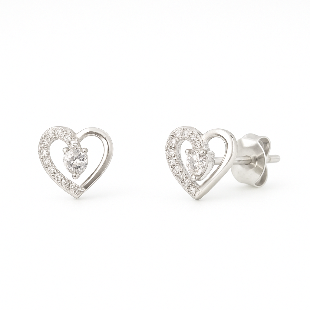 Romantic heart studs