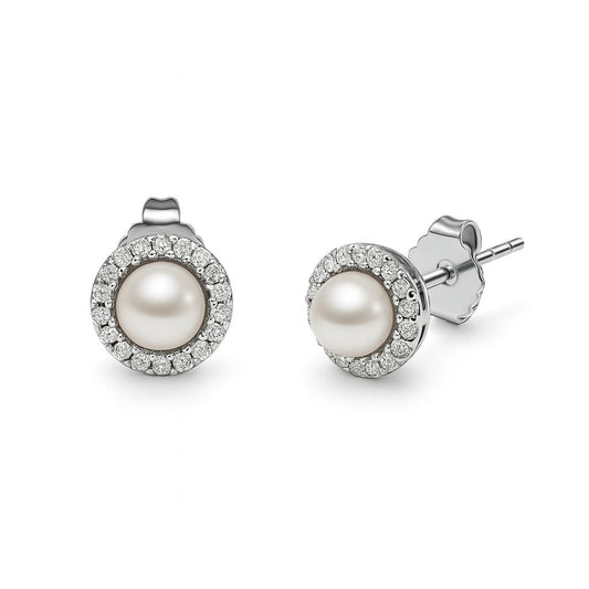 classic Halo pearl studs