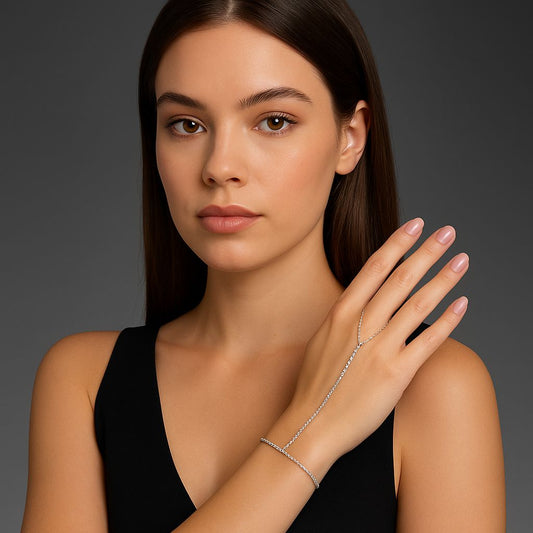 Elegant Rhinestone Hand Chain – Stainless Steel