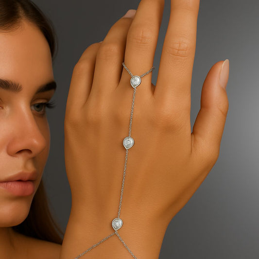 Elegant Silver Hand Chain – Stainless Steel