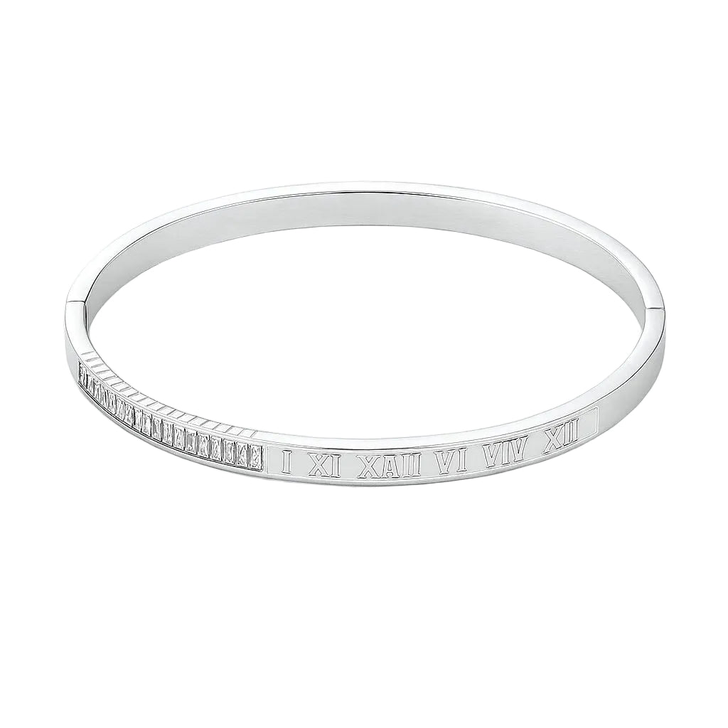 Roman Numeral Bangle-SILVER