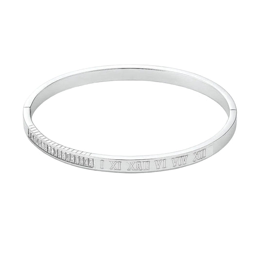 Roman Numeral Bangle-SILVER