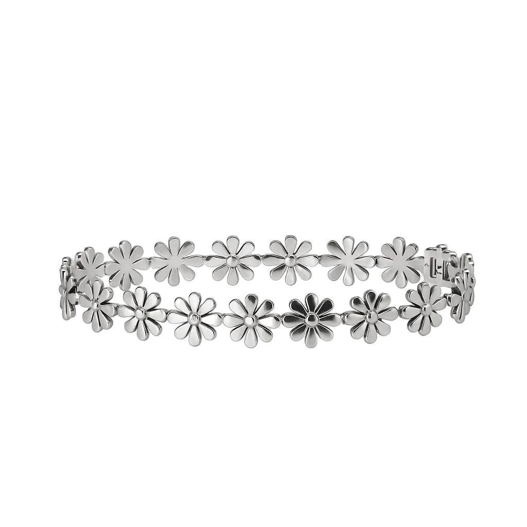 Daisy Charm Stainless Steel Bracelet