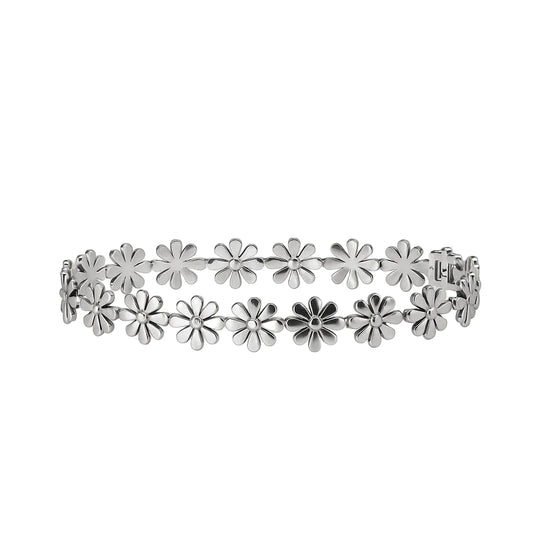 Daisy Charm Stainless Steel Bracelet