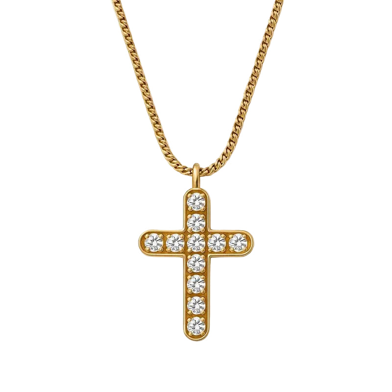 Gold-Tone Cross Pendant – Stainless Steel