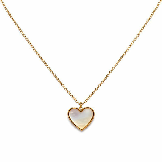 Mother of Pearl Heart Necklace – Stainless Steel
