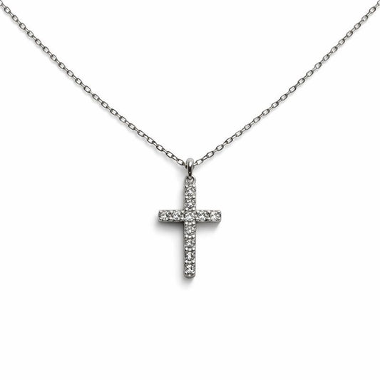 Crystal Cross Pendant Necklace – Stainless Steel