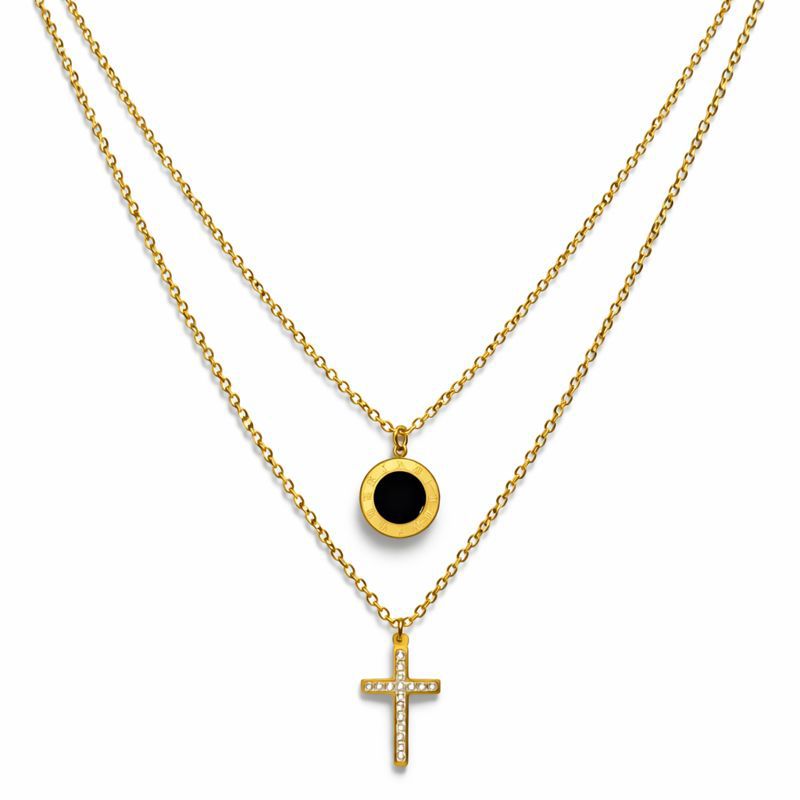 Double Layer Cross Necklace – Stainless Steel