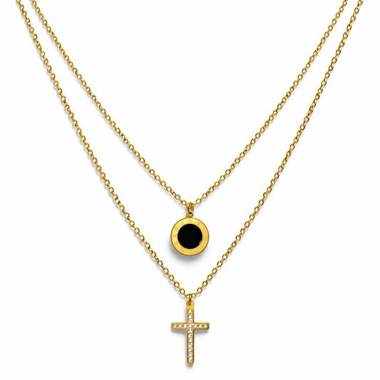 Double Layer Cross Necklace – Stainless Steel