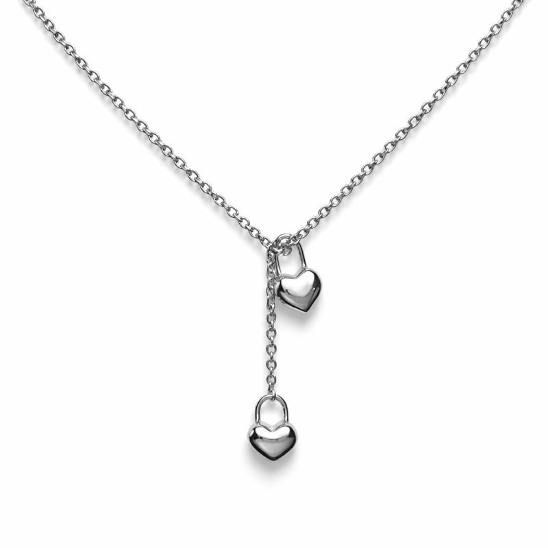 Silver Heart Padlock Y-Necklace – Stainless Steel
