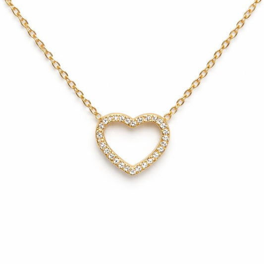 Elegant Pavé Heart Necklace – Stainless Steel
