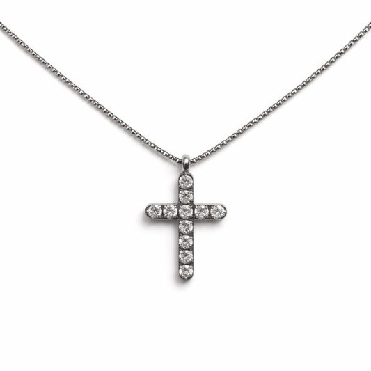 Crystal Cross Pendant Necklace – Stainless Steel