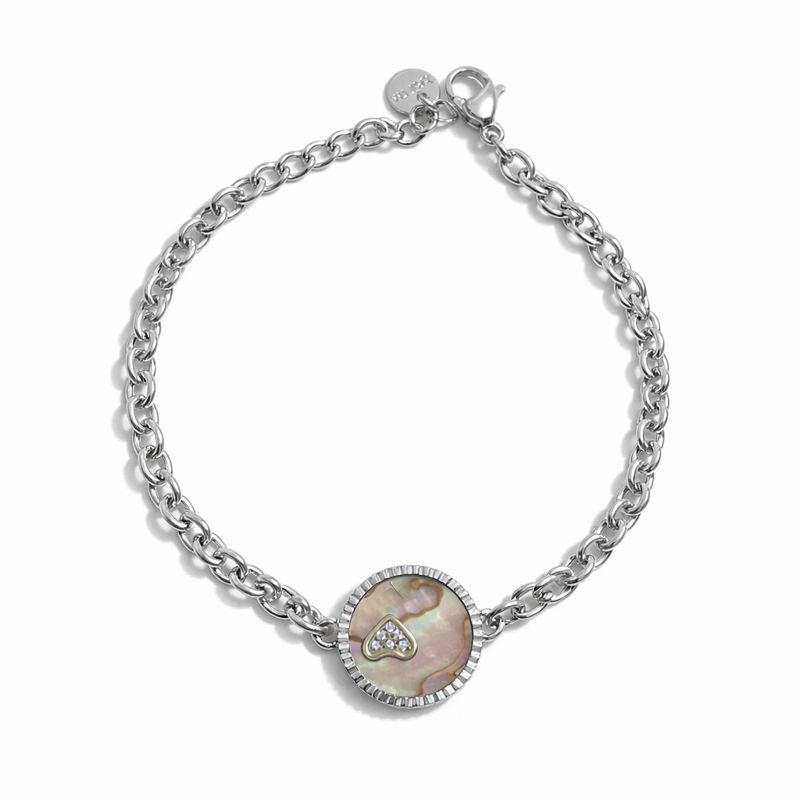 Mother-of-Pearl Heart Chain Bracelet