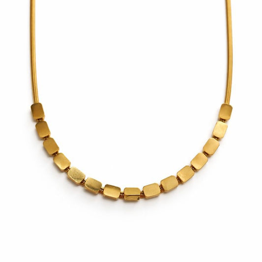 Elegant Gold Cube Bead Necklace